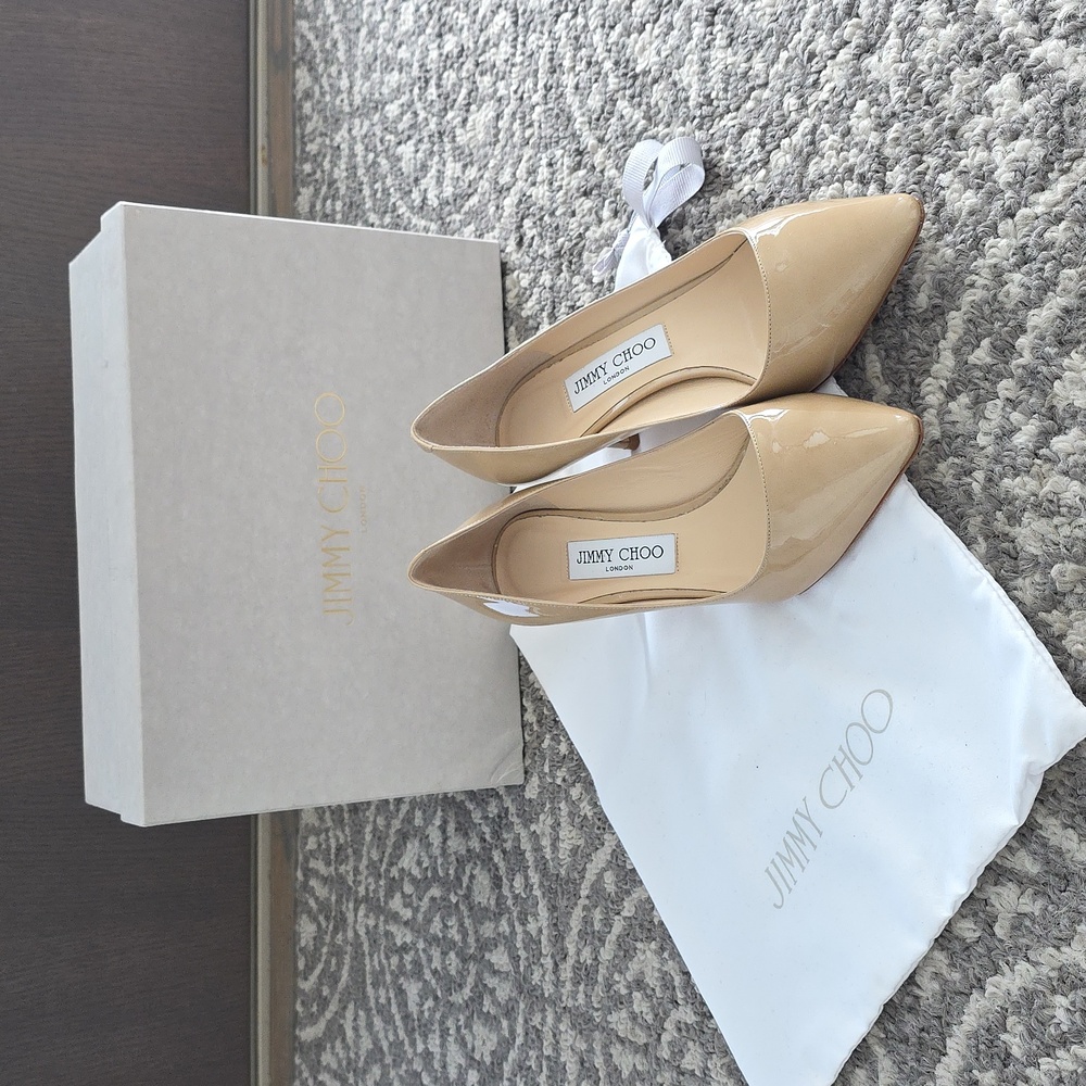 Jimmy Choo Nude Beige Patent Leather Heels